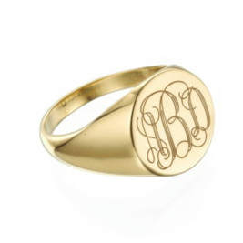 Signet Ring in Gold Plating with Engraved Monogram