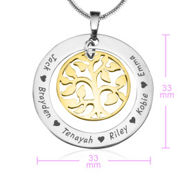 Personalised My Family Tree Necklace - Two Tone - Gold Tree