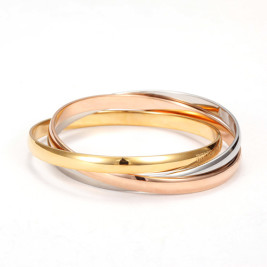 Three Tone Bangle Set Personalised in Gold Plating