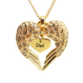 Personalised Angels Heart Necklace with Heart Insert - 18ct Gold Plated