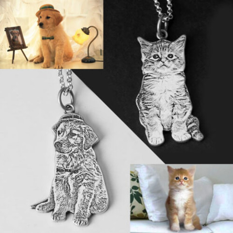 Personalized cat necklace sale