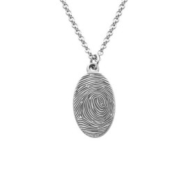Fingerprint Oval Necklace in Sterling Silver