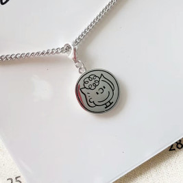 Sterling Silver Custom Cartoon Character Engraved Pendant Necklace