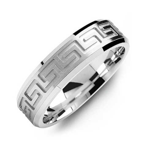 Mens silver hot sale engraved rings