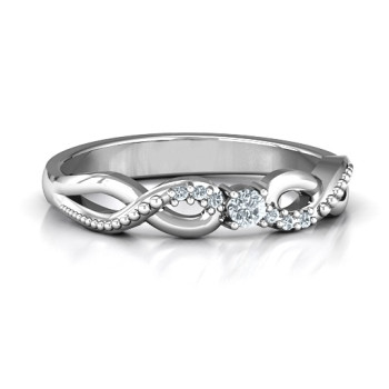 Classic Solitare Sparkle Ring with Accented Infinity Band