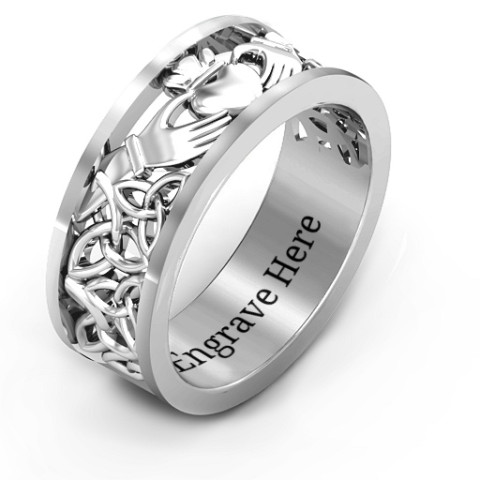 Sterling silver mens hot sale claddagh ring