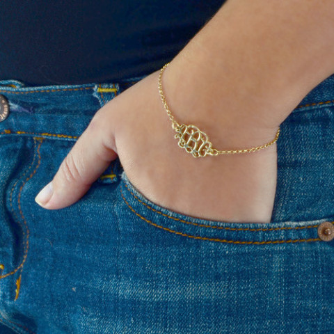 Sterling silver hot sale monogram bracelet