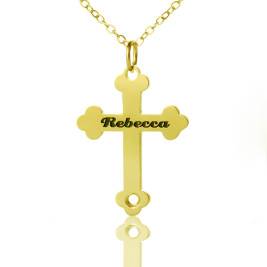 18ct Gold Plated 925 Silver Rebecca Font Cross Name Necklace