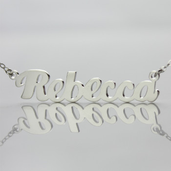 Personalised 18ct White Gold Plated Puff Font Name Necklace