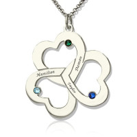 Personalised Three Triple Heart Shamrocks Necklace with Name