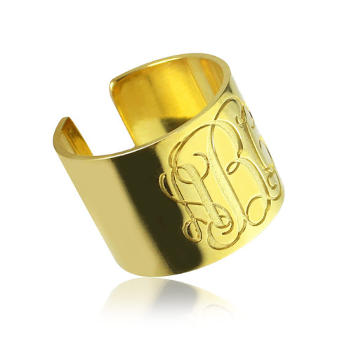 Cut Out Monogram Cuff Bracelet