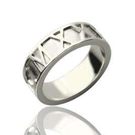 Personalised Roman Numerals Band Ring Sterling Silver