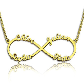 Custom 18ct Gold Plated Infinity Necklace 4 Names