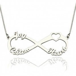 Heart Infinity Necklace 1-3 Names Sterling Silver