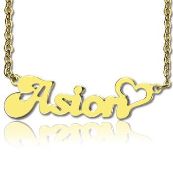 Custom Name Necklace in18ct Gold Plated with Heart