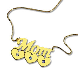 Moms Necklace With Children Birthstone In 18ct Gold Plated