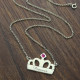 Crown Charm Neckalce with Birthstone  Name Sterling Silver