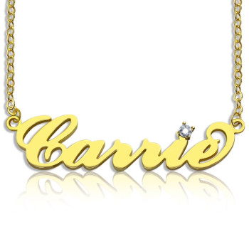 Carrie Nameplate Necklace with Birthstone 18ct Gold Plated