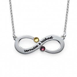 Couple's Infinity Necklace with Birthstones