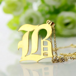 Custom Mens Initial Letter Charm Old English 18ct Gold Plated