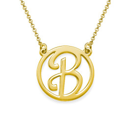 18k Gold Plated Cut Out Initial Necklace	