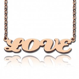 18ct Rose Gold Plated Capital Puff Font Name Necklace