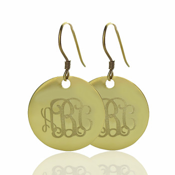 Solid 18ct Gold Circle Signet Monogram Earring