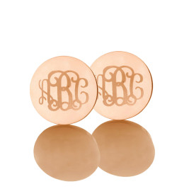 Circle Monogram 3 Initial Earrings Name Earrings Solid 18ct Rose Gold