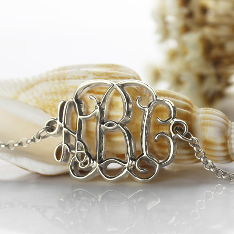 Sterling silver sales monogram bracelet