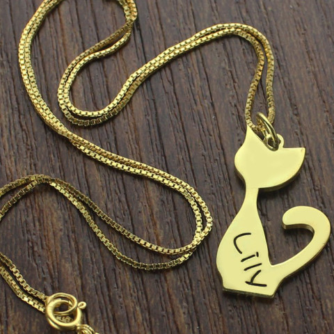 Cat shop name necklace