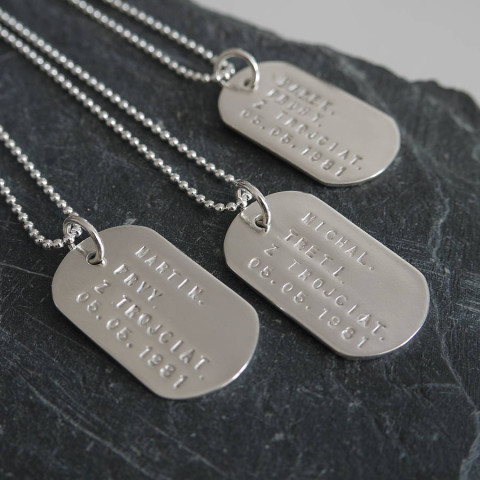 Solid silver deals dog tags