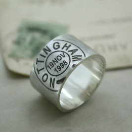 Mens Personalised Place And Date Ring