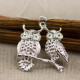 Silver Perched Owls Pendant