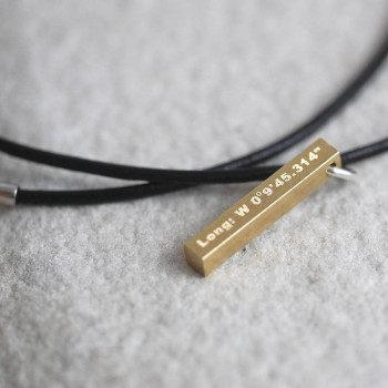 Tiny Leather And Raw Brass Coordinate Necklace